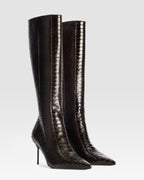 BOTA DE PIEL ESTAMPA PITON EFECTO CUT-OUT