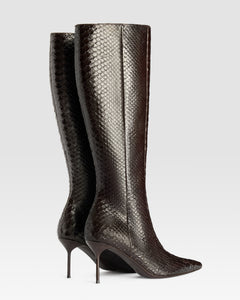 BOTA DE PIEL ESTAMPA PITON EFECTO CUT-OUT
