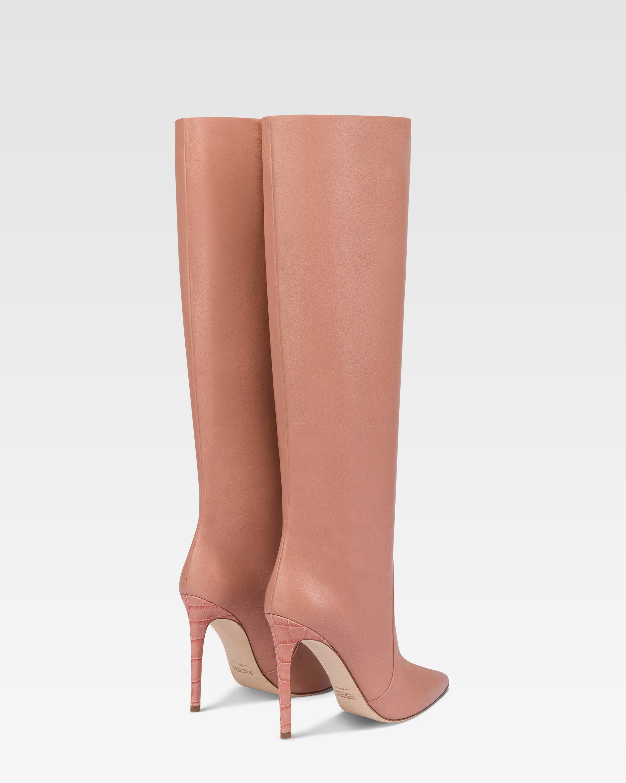 Stivali a punta in morbida pelle rosa Texas