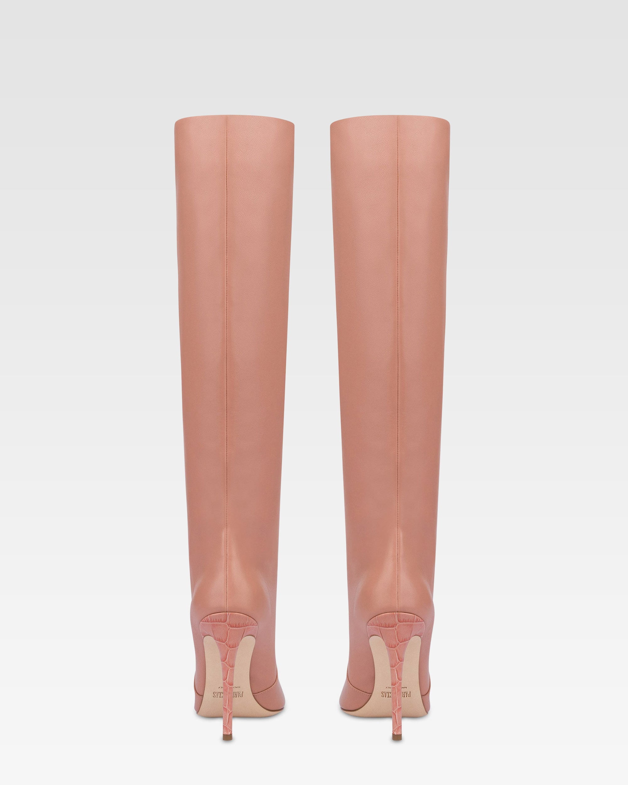 Stivali a punta in morbida pelle rosa Texas