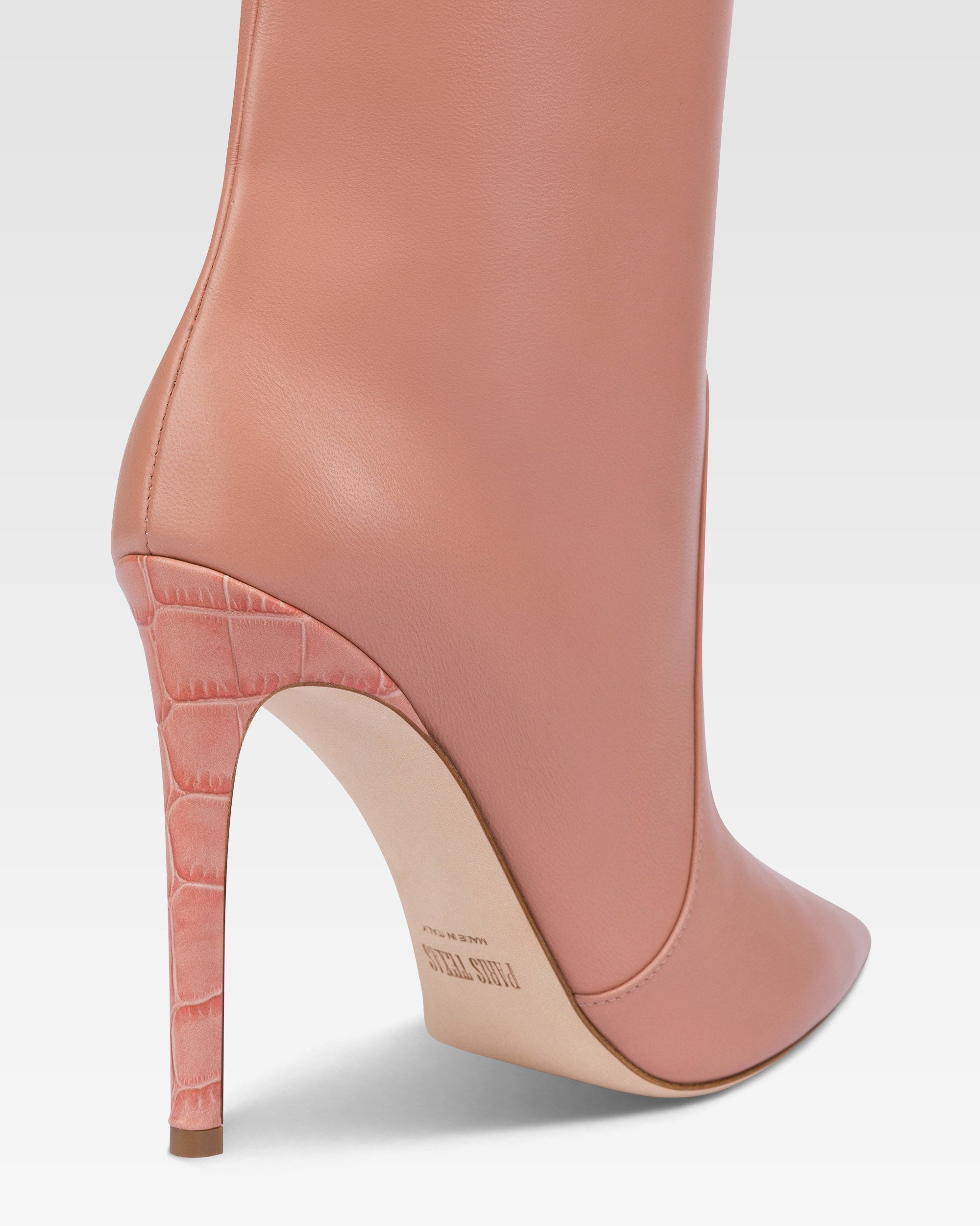 Stivali a punta in morbida pelle rosa Texas