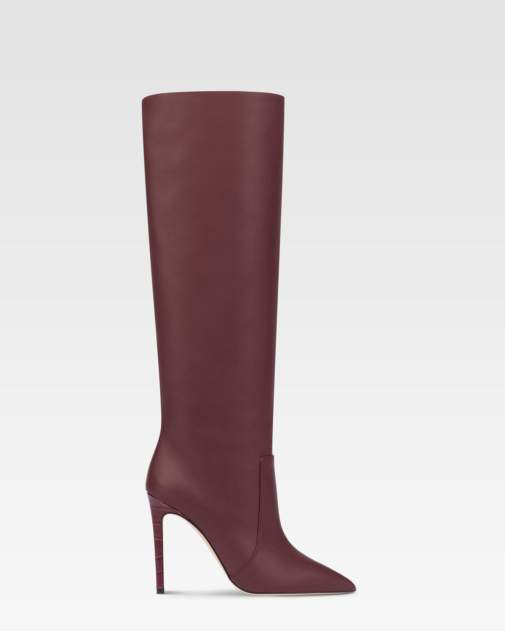 Botas hasta la rodilla de puta fina en piel lisa burdeos