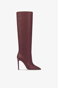 Bottes pointues en cuir lisse bordeaux