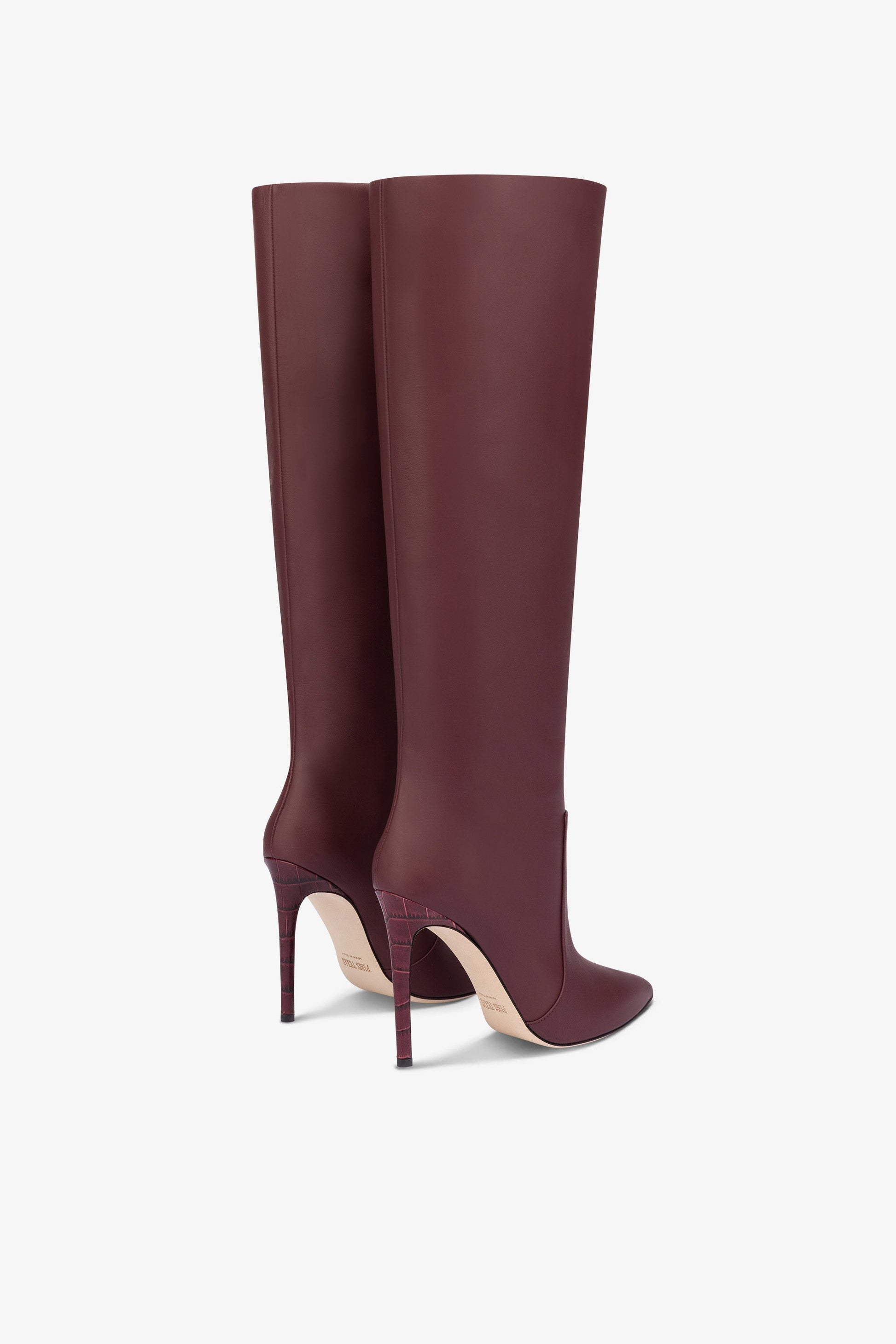 Bottes pointues en cuir lisse bordeaux