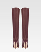 Botas hasta la rodilla de puta fina en piel lisa burdeos