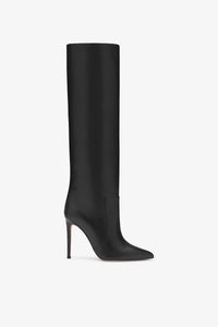 Black nappa leather stiletto boots