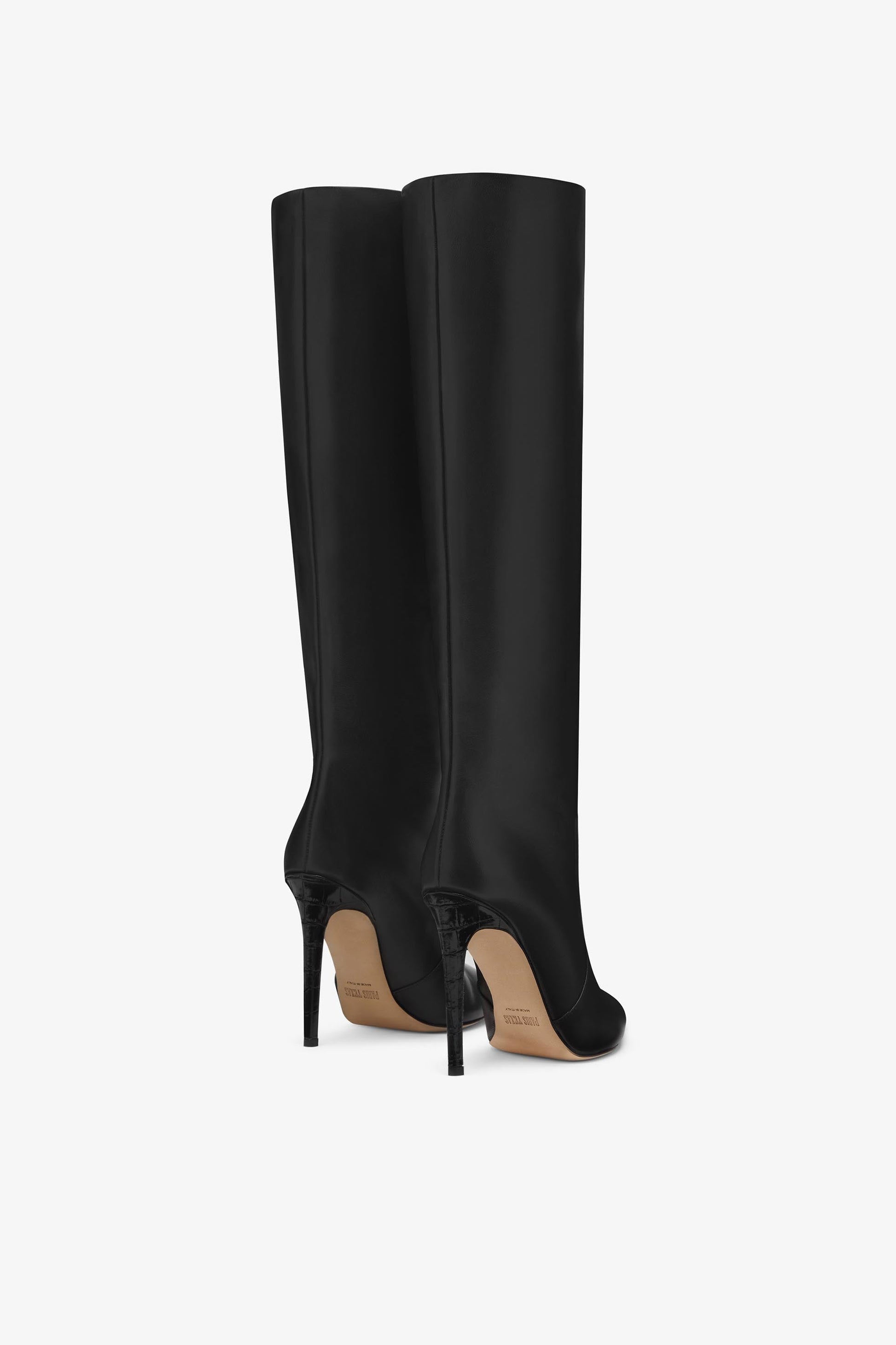 Bottes stiletto en cuir nappa noir