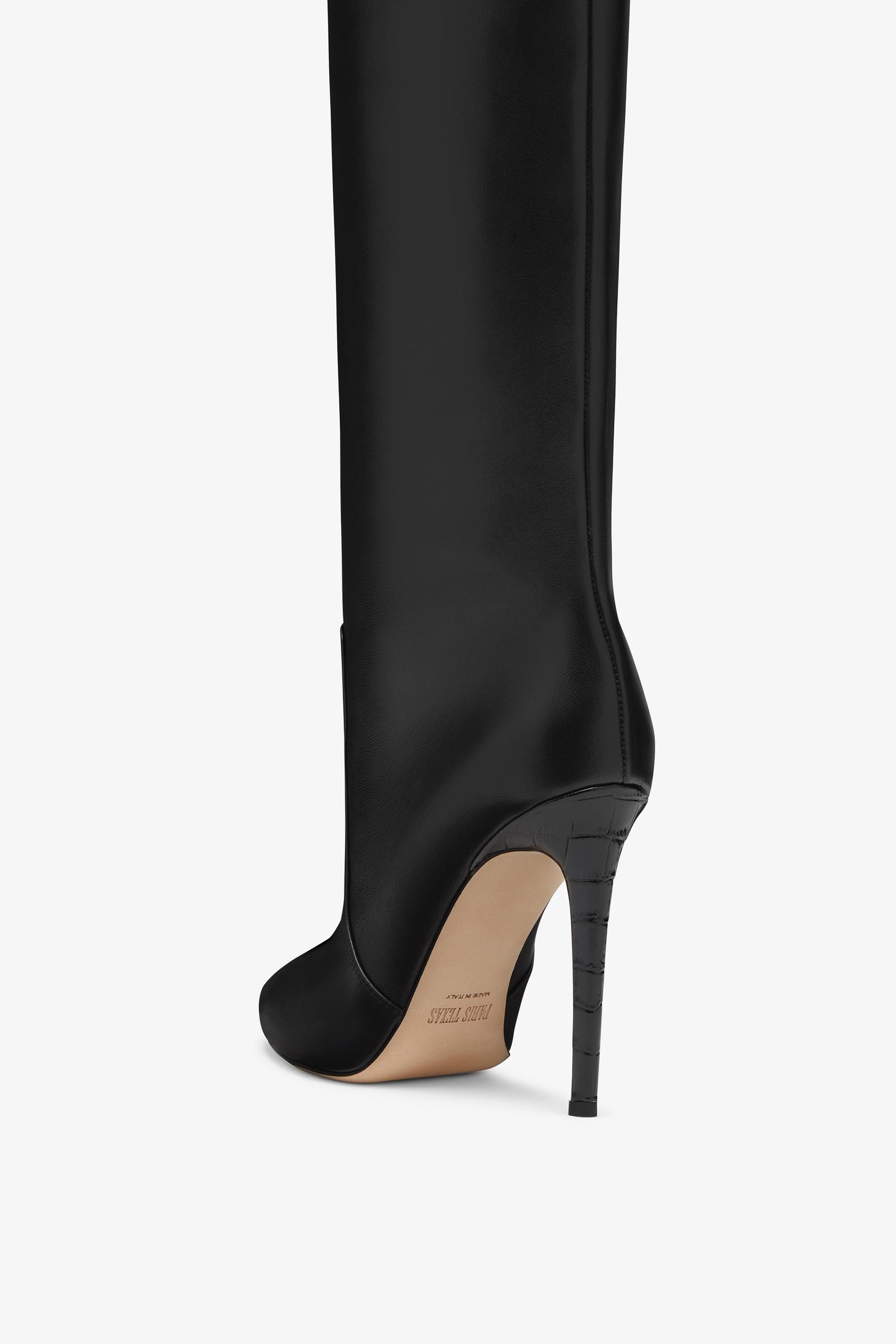 Bottes stiletto en cuir nappa noir