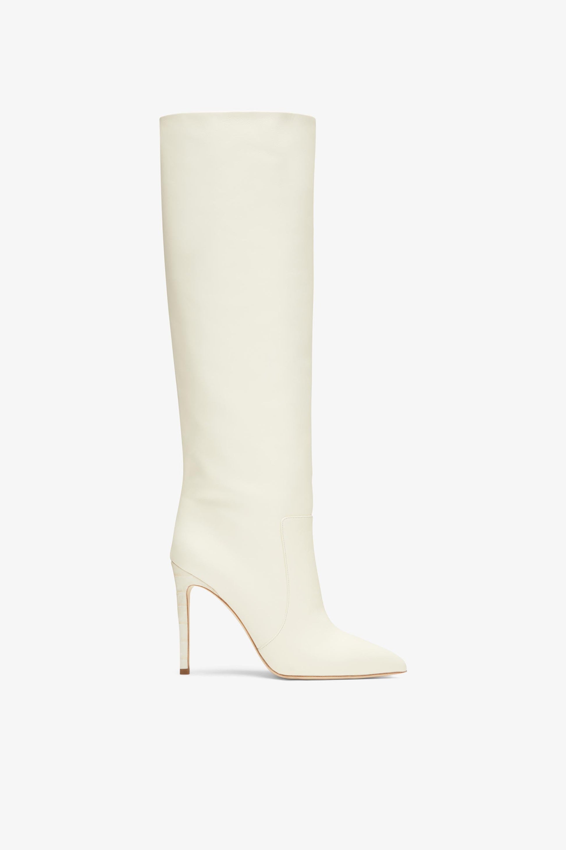 Vanilla white nappa leather stiletto boots