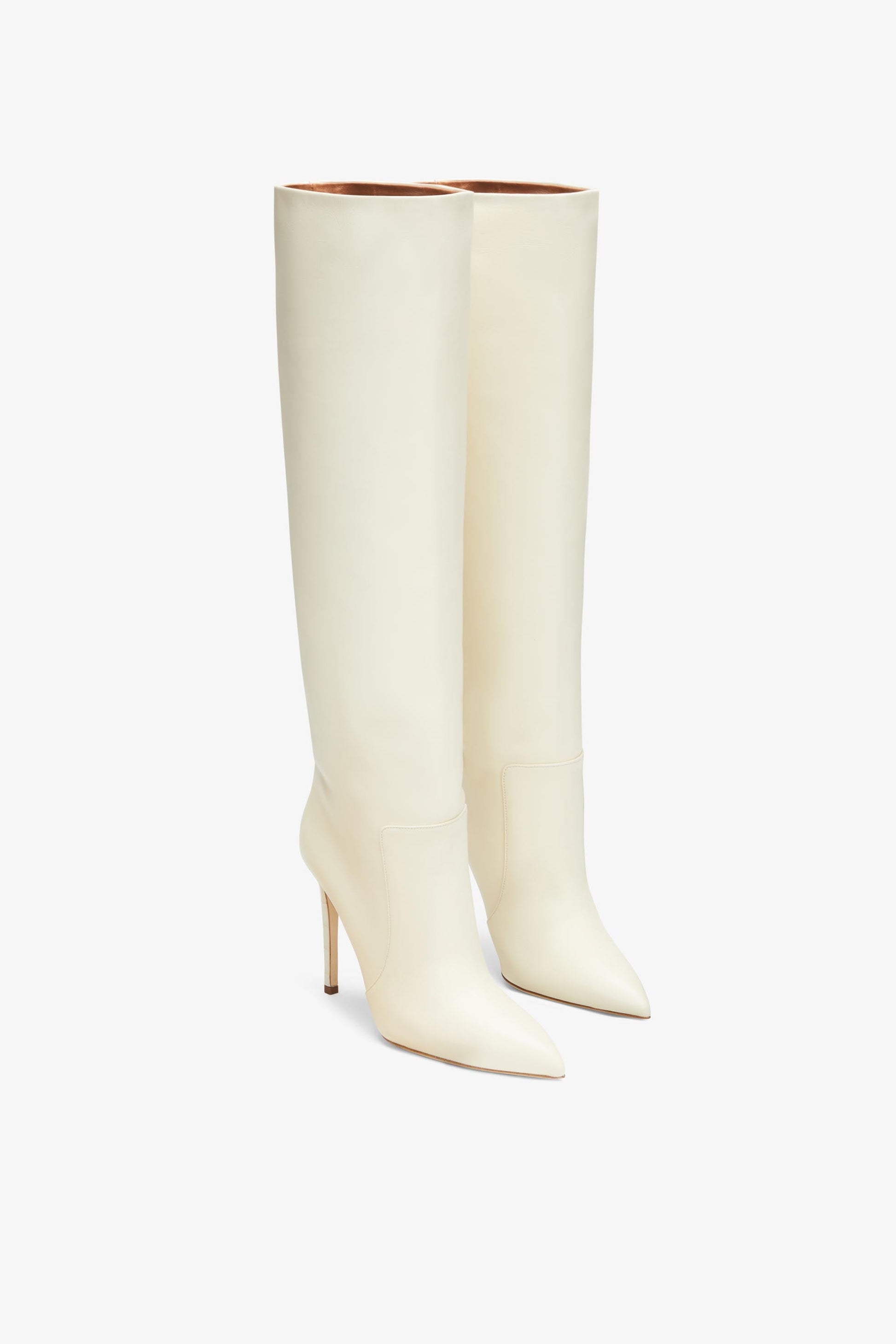 Vanilla white nappa leather stiletto boots