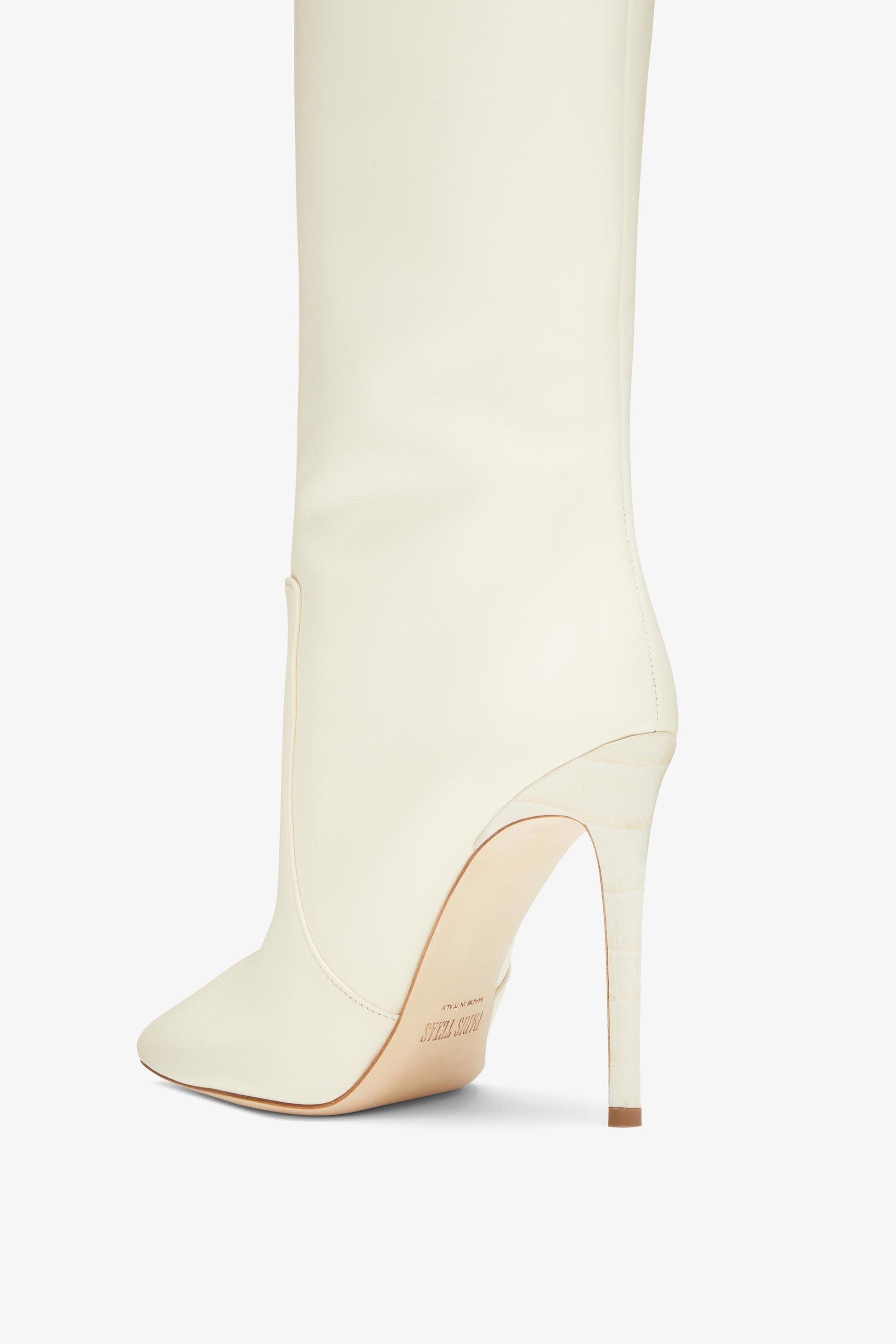 Vanilla white nappa leather stiletto boots