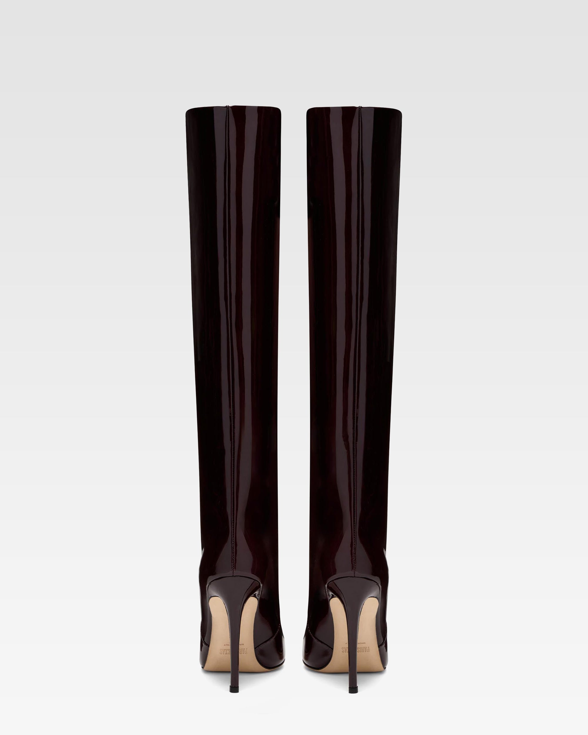 Stivale tacco a spillo in vernice bordeaux