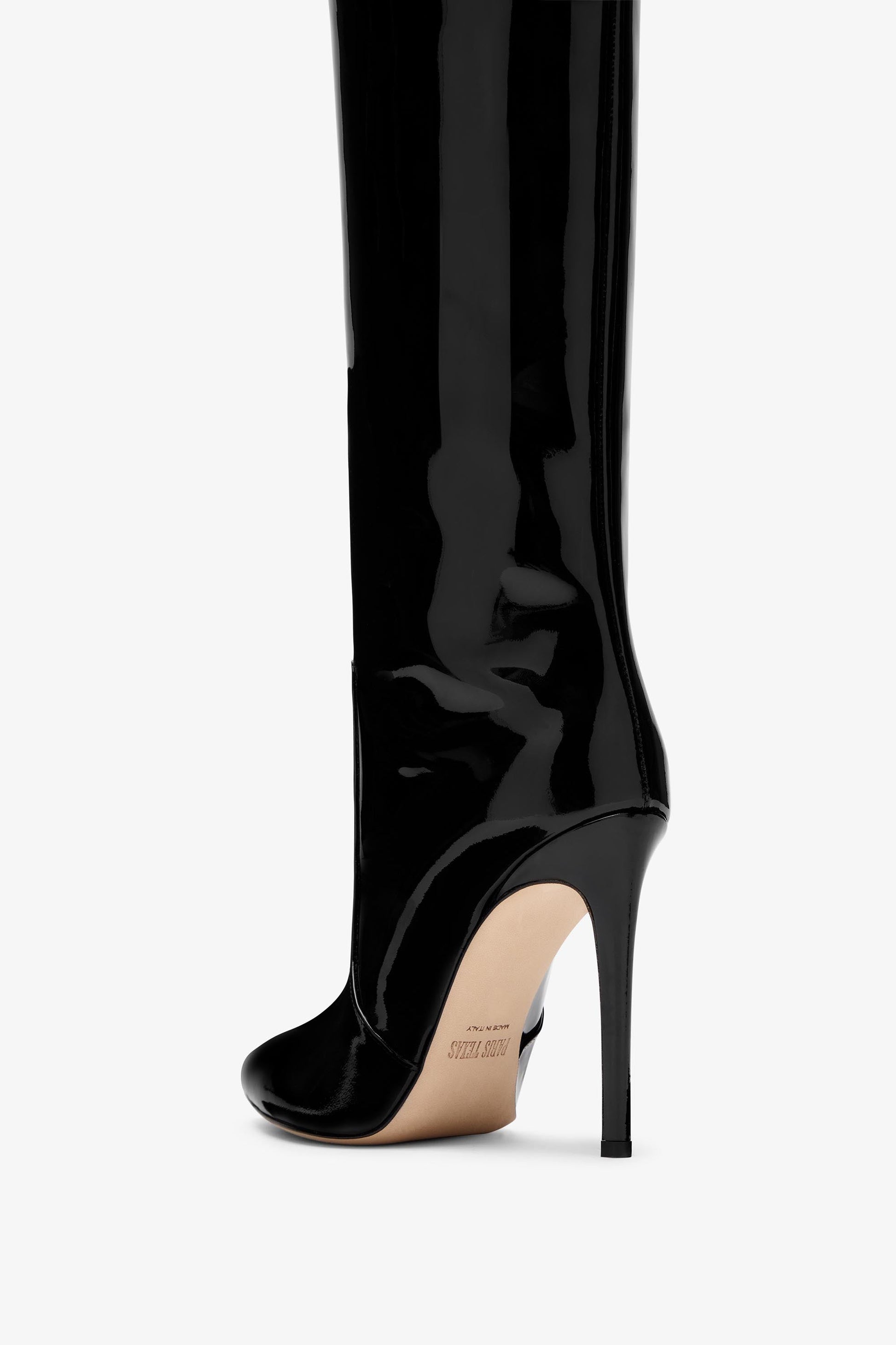 Bottes stiletto en cuir verni noir