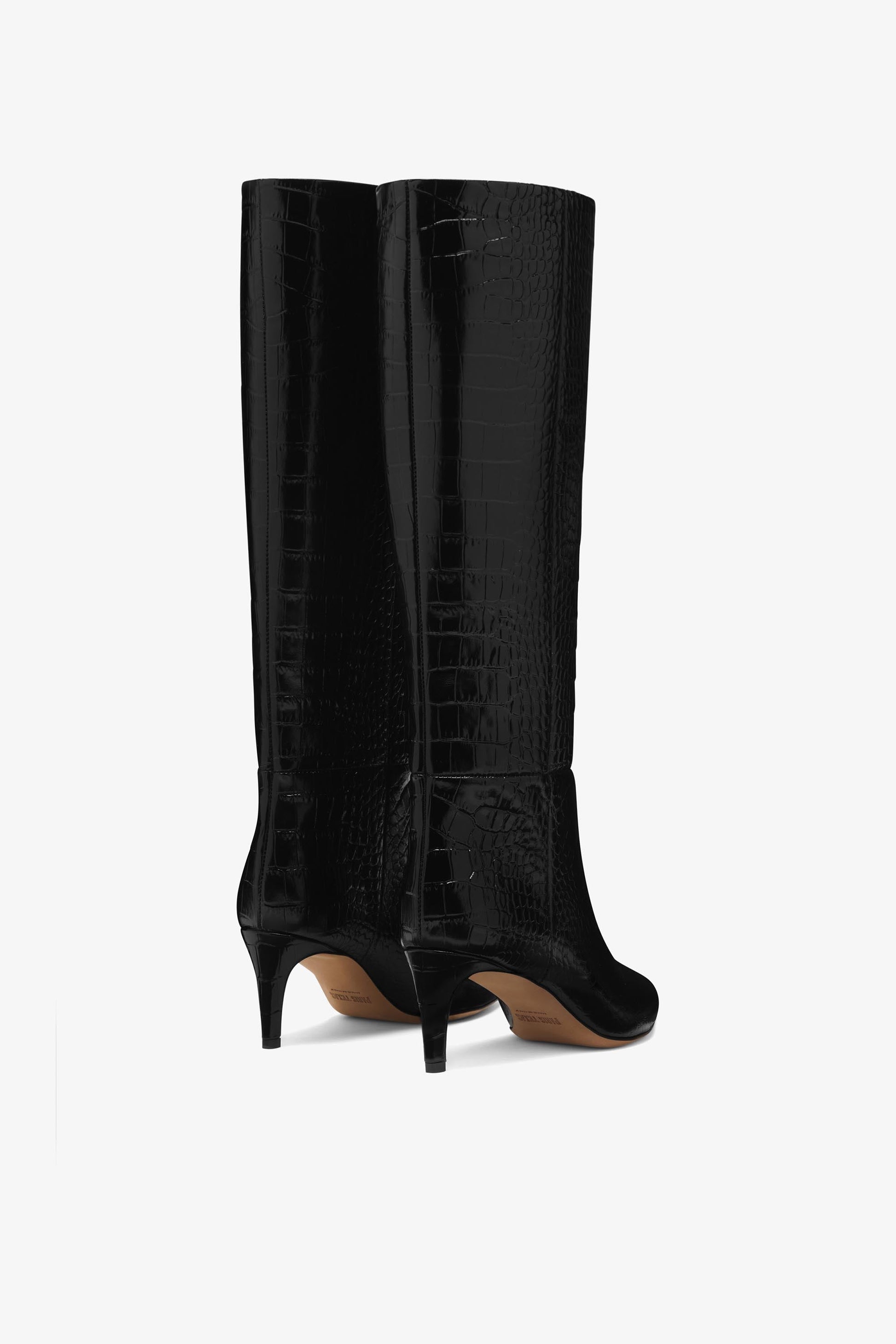 Bottes `a talon 60 en cuir noir effet croco