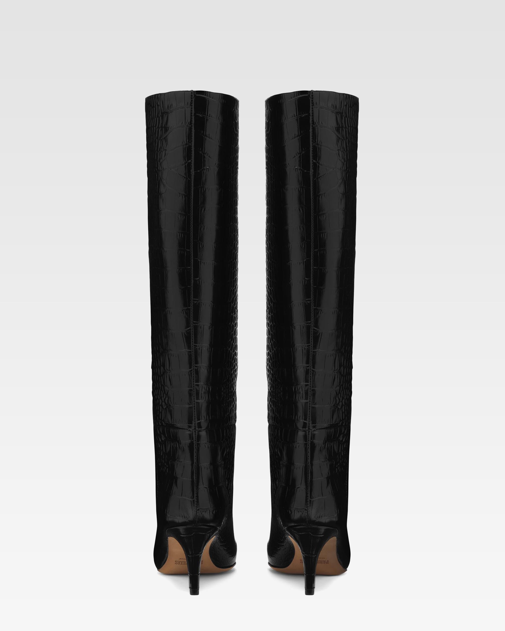 Black croc-effect leather heel 60 boots
