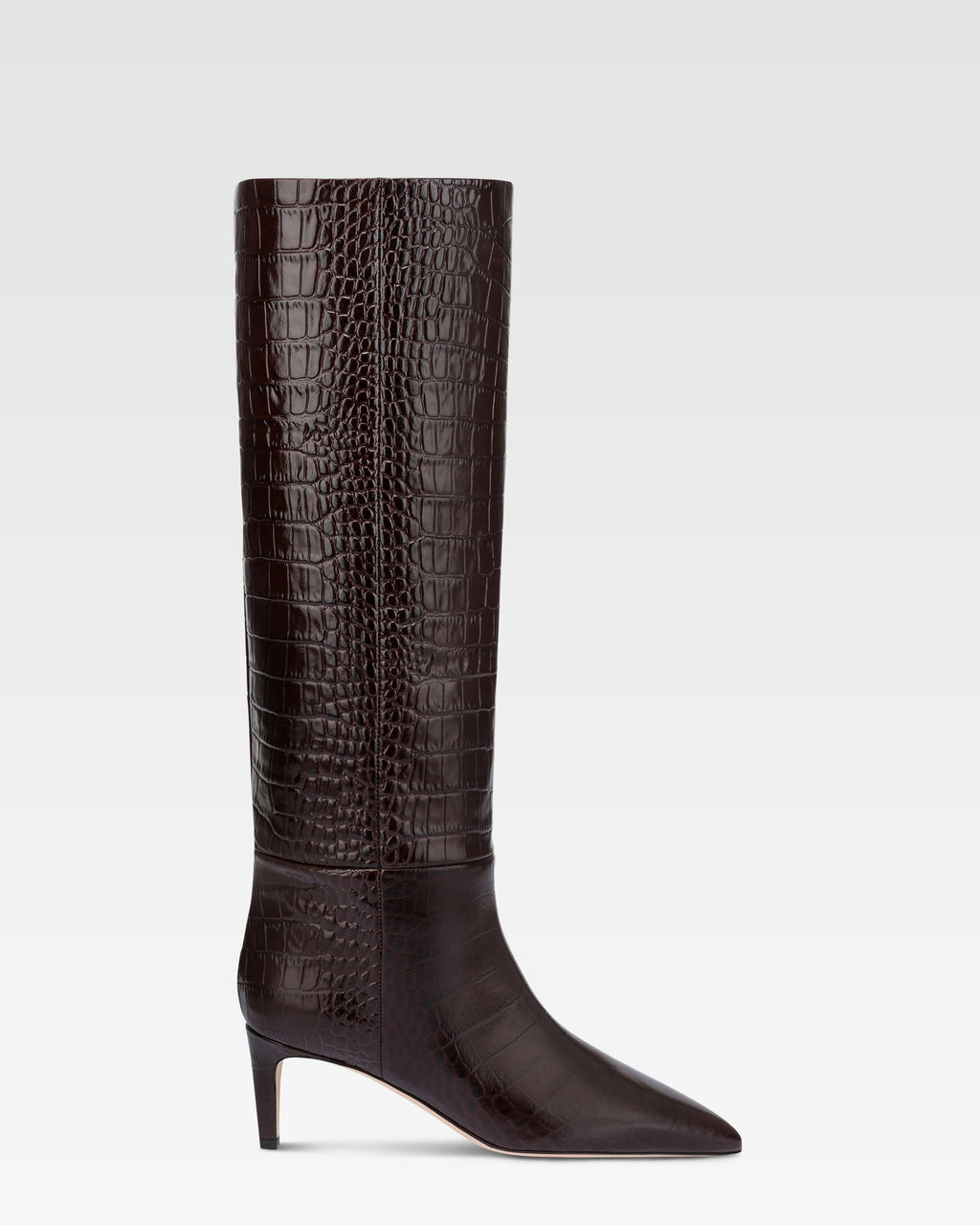 Boots in ebony croco-embossed leather