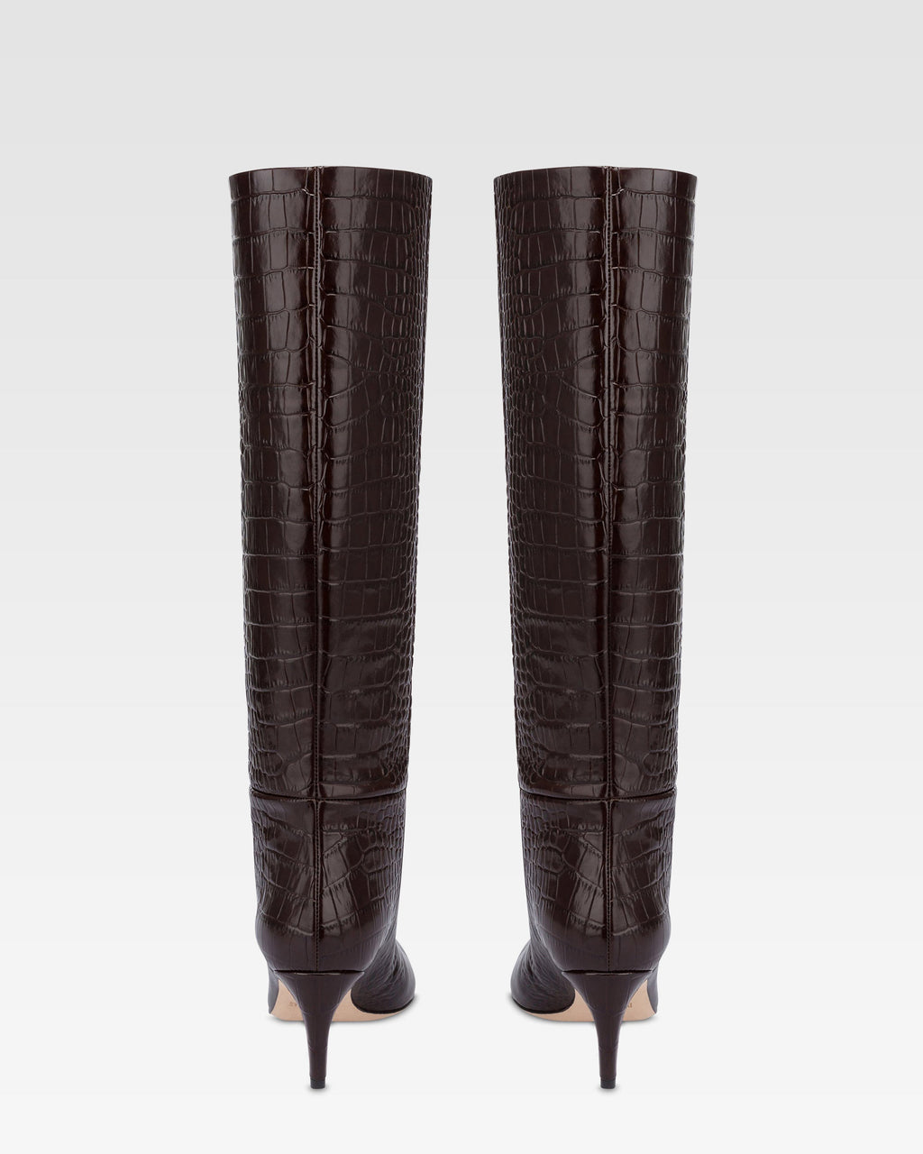 Boots in ebony croco-embossed leather