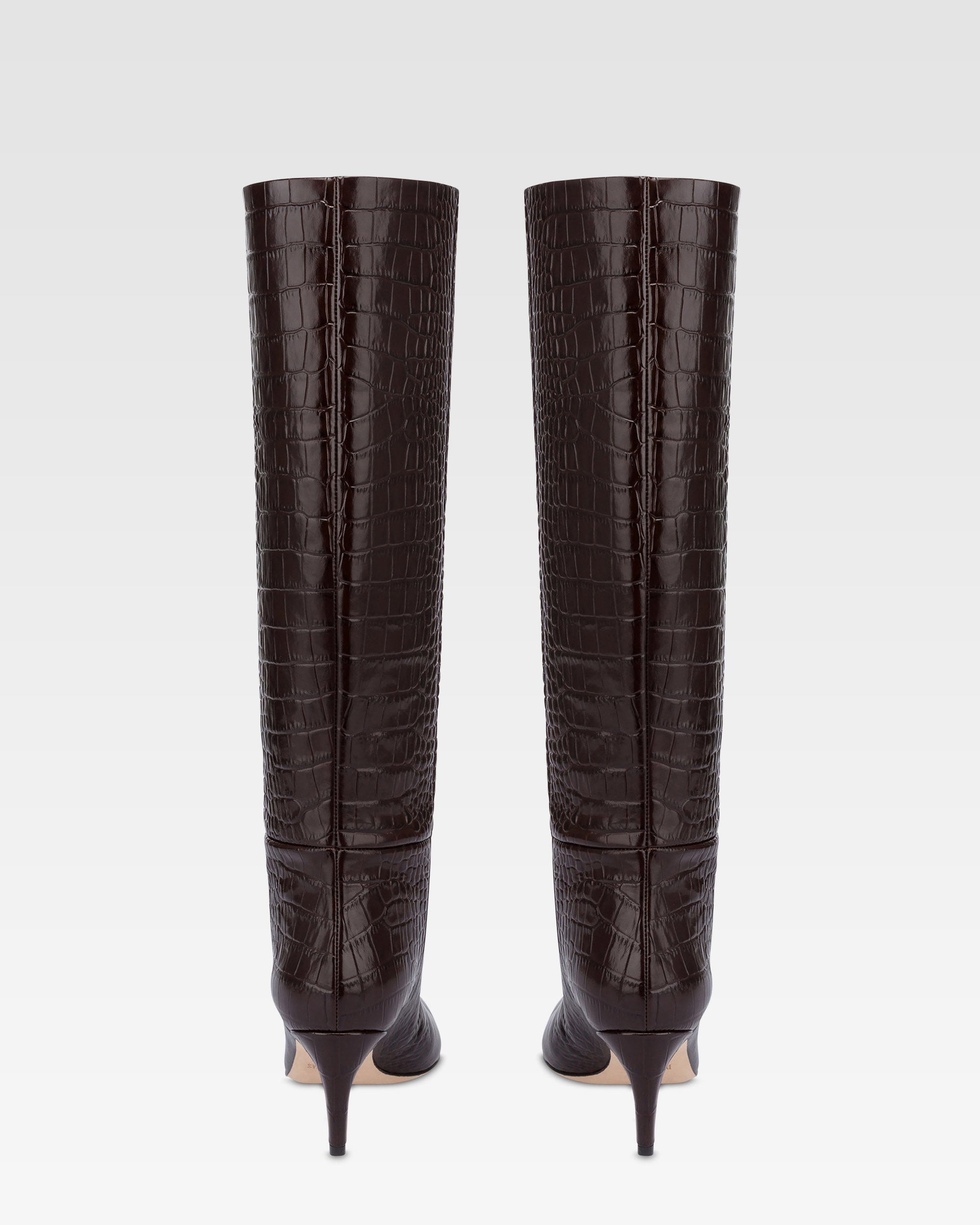 Boots in ebony croco-embossed leather