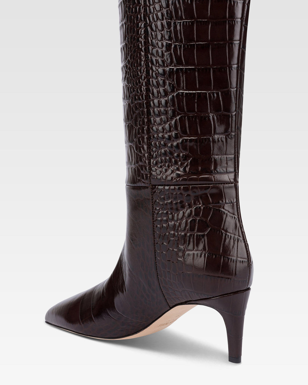 Boots in ebony croco-embossed leather