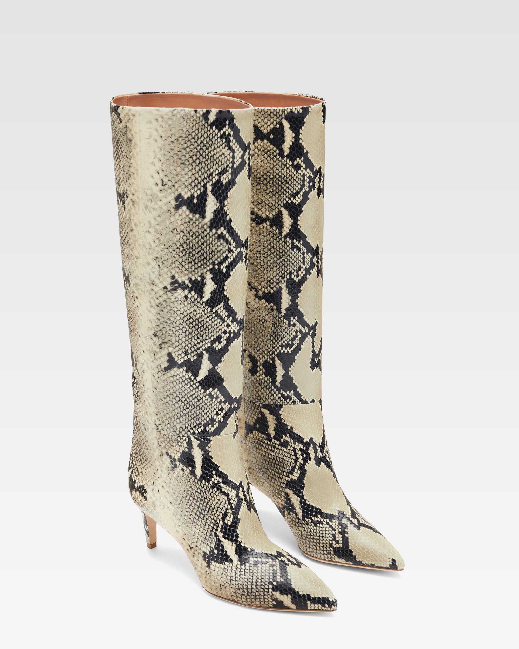 Printed phyton leather heel 60 boots
