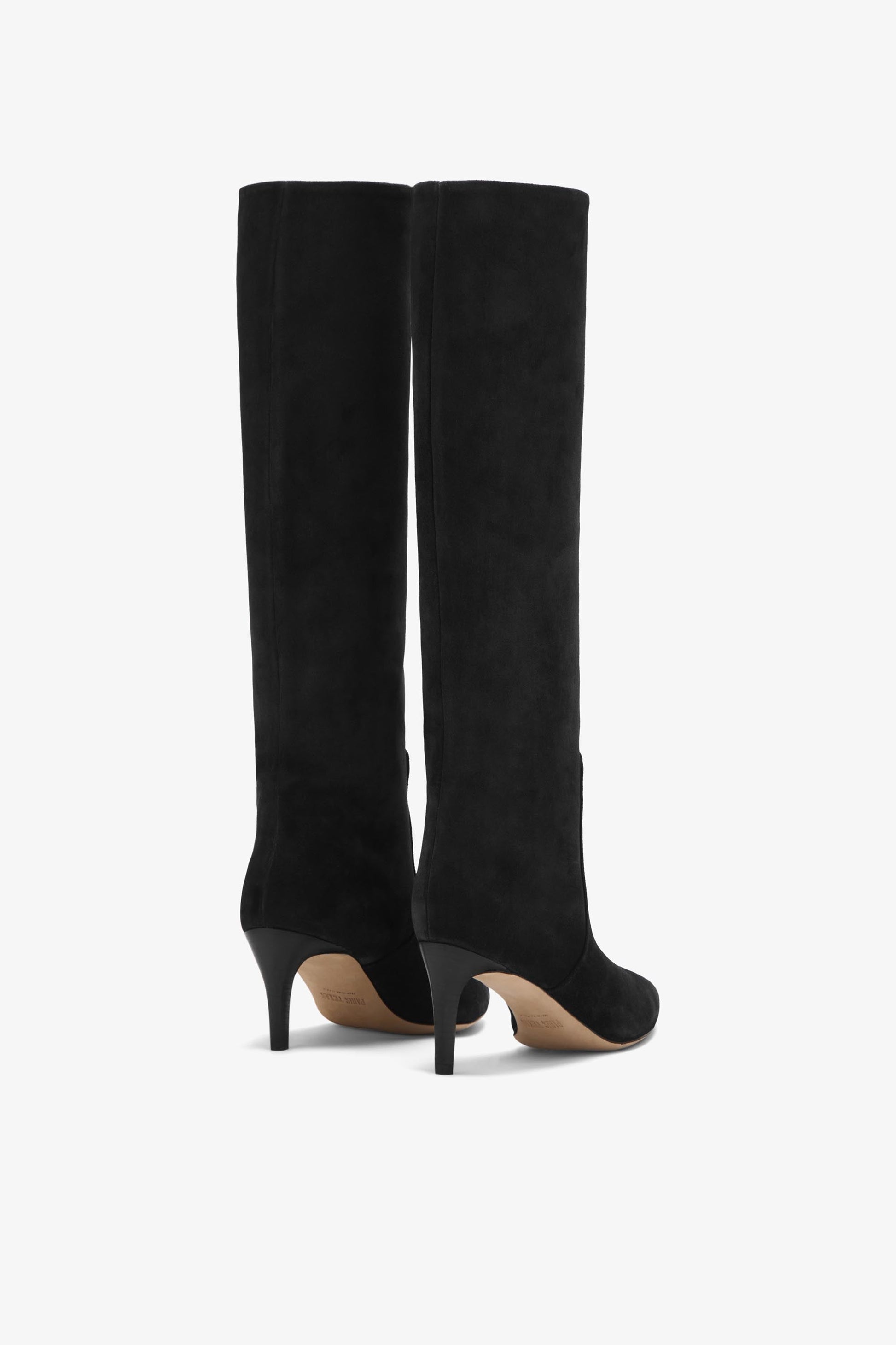 Black suede knee-high boot