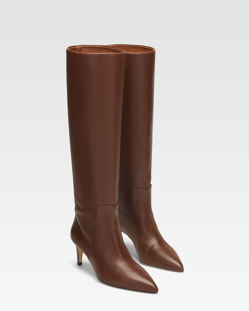 Bottes `a talon 60 en cuir nappa marron