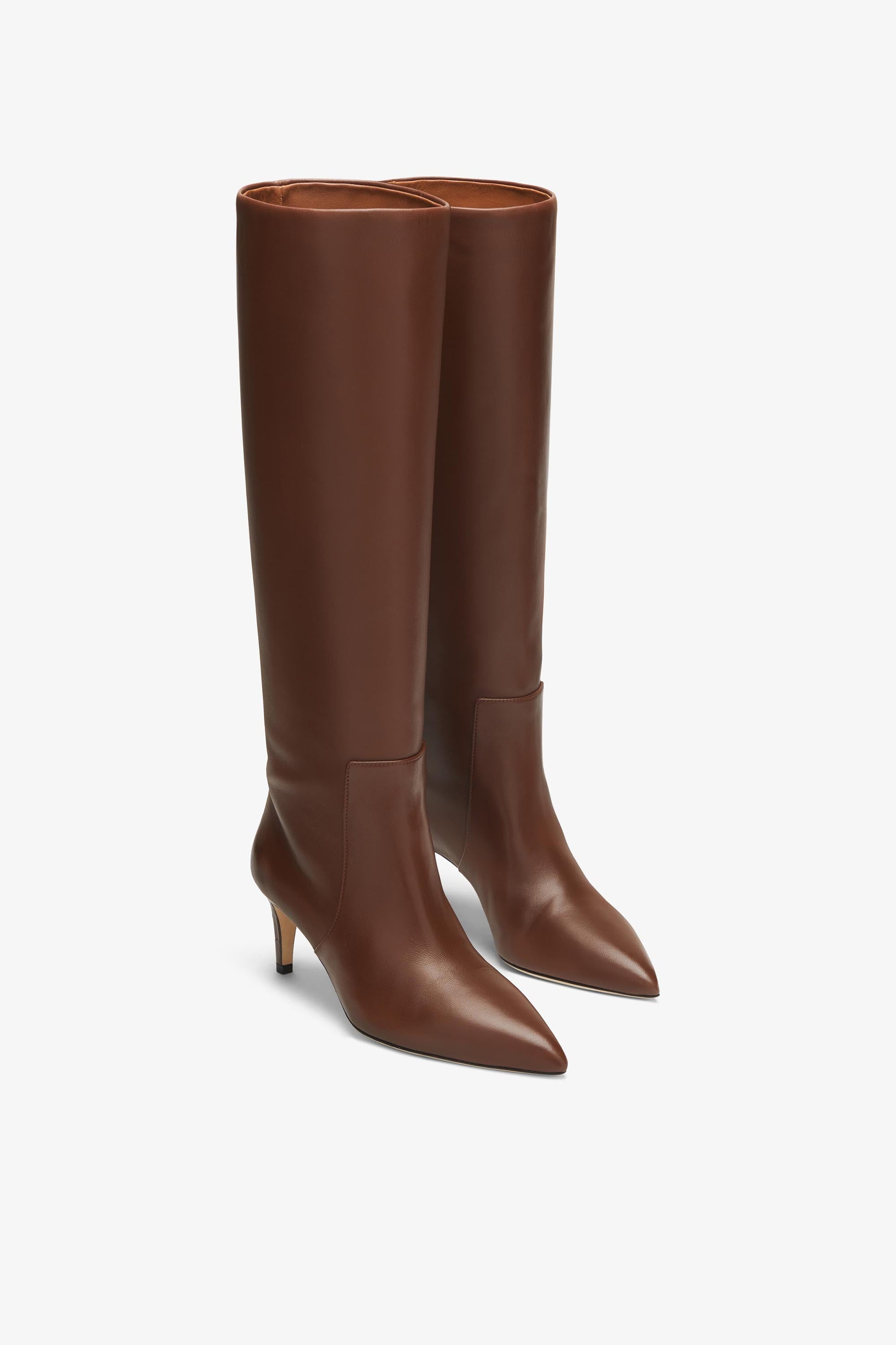 Bottes `a talon 60 en cuir nappa marron