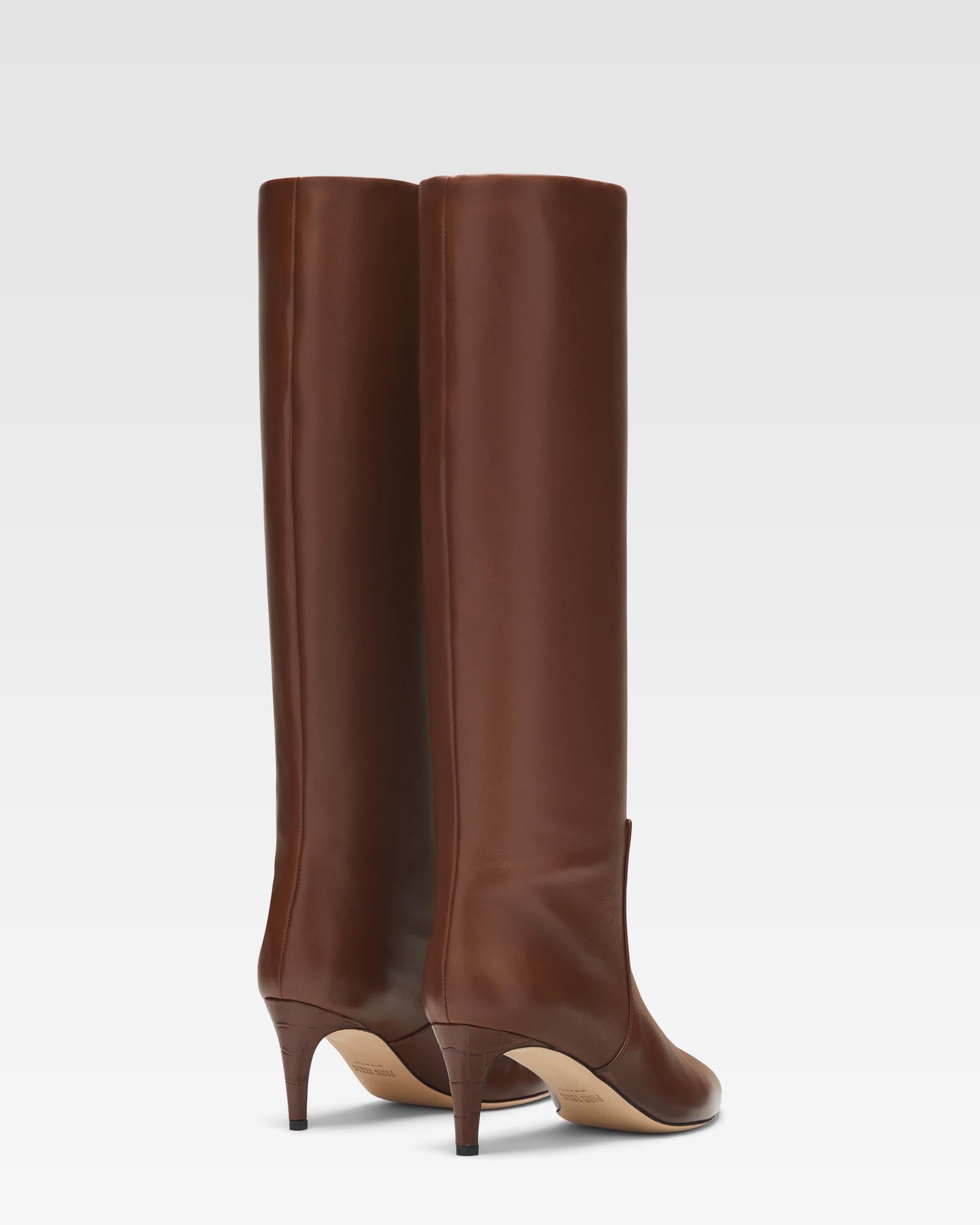 Braune Nappaleder-Stiefel mit 60 mm-Absatz