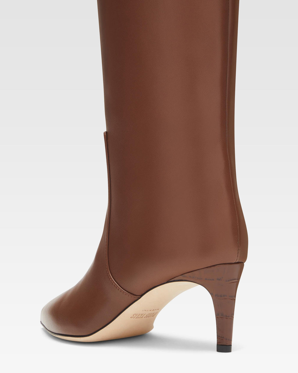 Bottes `a talon 60 en cuir nappa marron