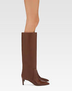 Bottes `a talon 60 en cuir nappa marron