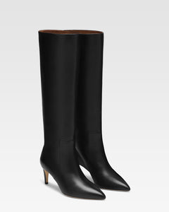 Bottes `a talon 60 en cuir nappa noir