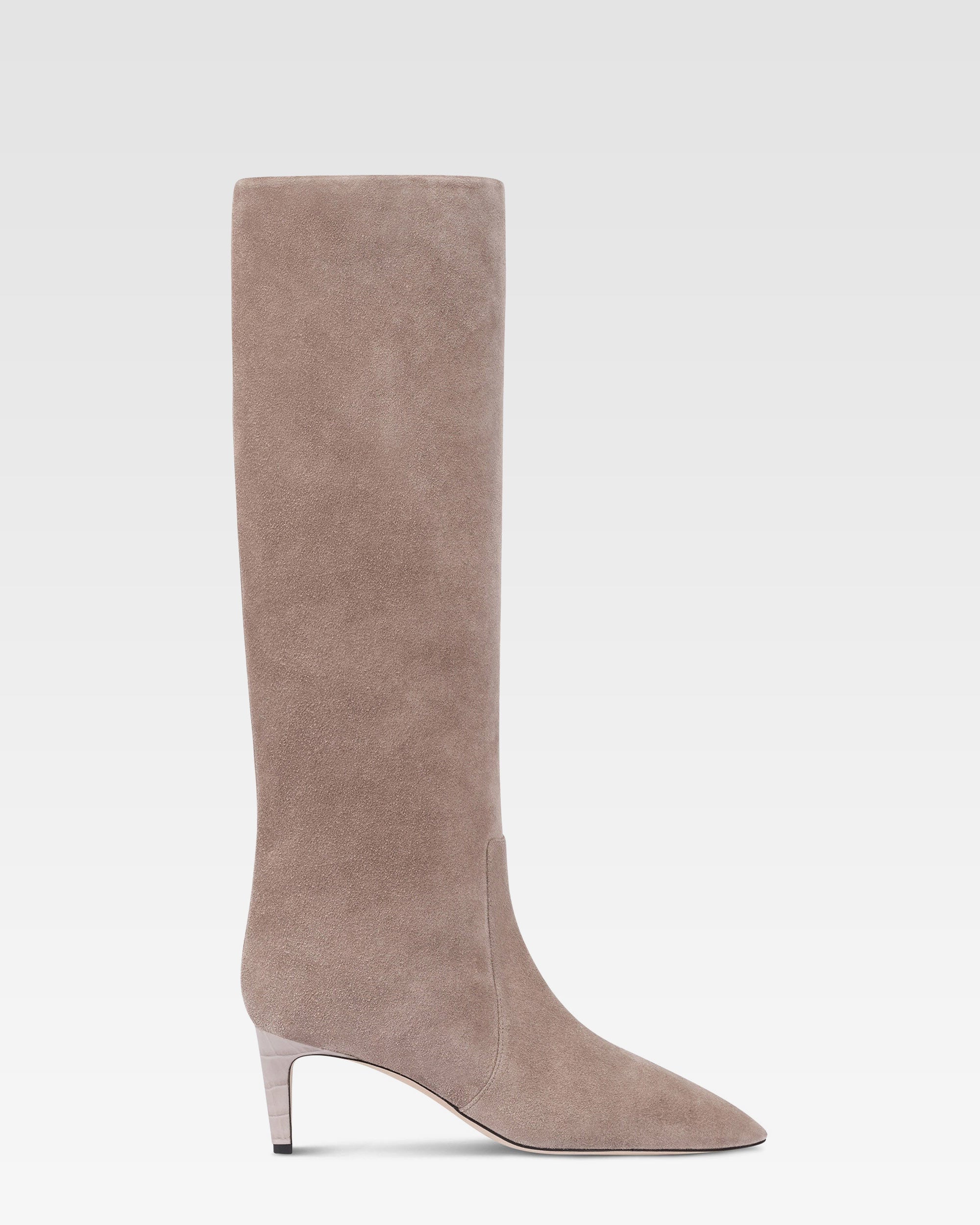 Boots in taupe calf suede leather