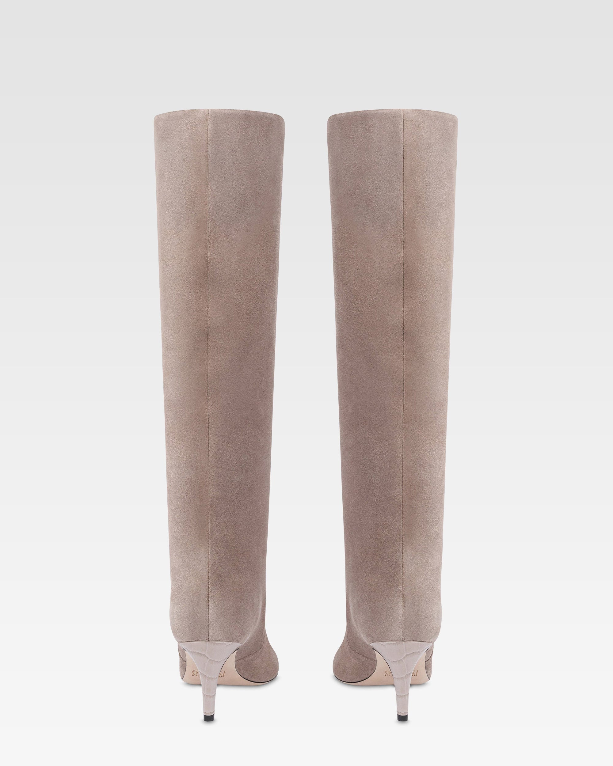 Boots in taupe calf suede leather