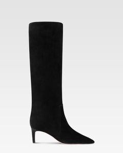 Boots in black calf suede leather