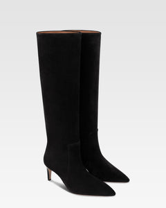 Boots in black calf suede leather