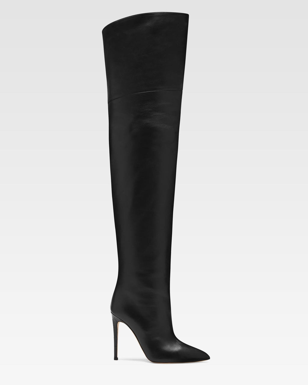 Black nappa leather stiletto over the knee boots