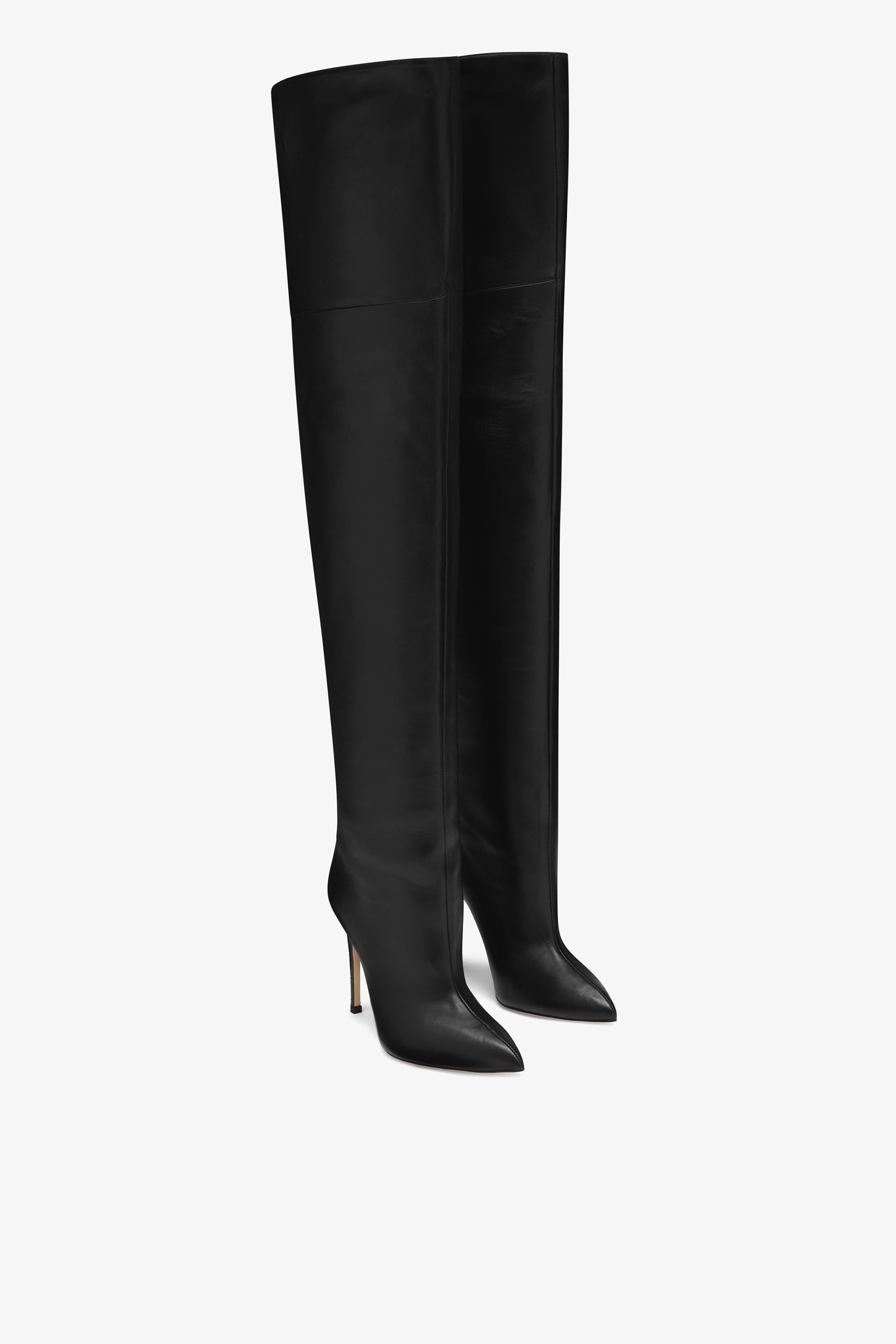 Black nappa leather stiletto over the knee boots