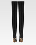 Black nappa leather stiletto over the knee boots
