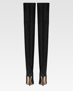 Black nappa leather stiletto over the knee boots