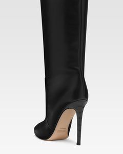 Black nappa leather stiletto over the knee boots
