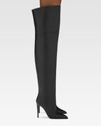 Black nappa leather stiletto over the knee boots