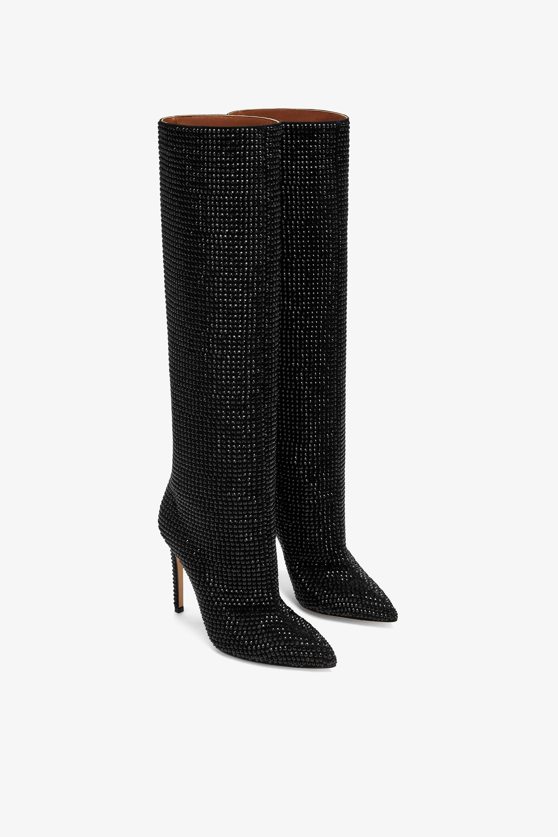 Bottes en daim orn'ees de cristaux noir onyx