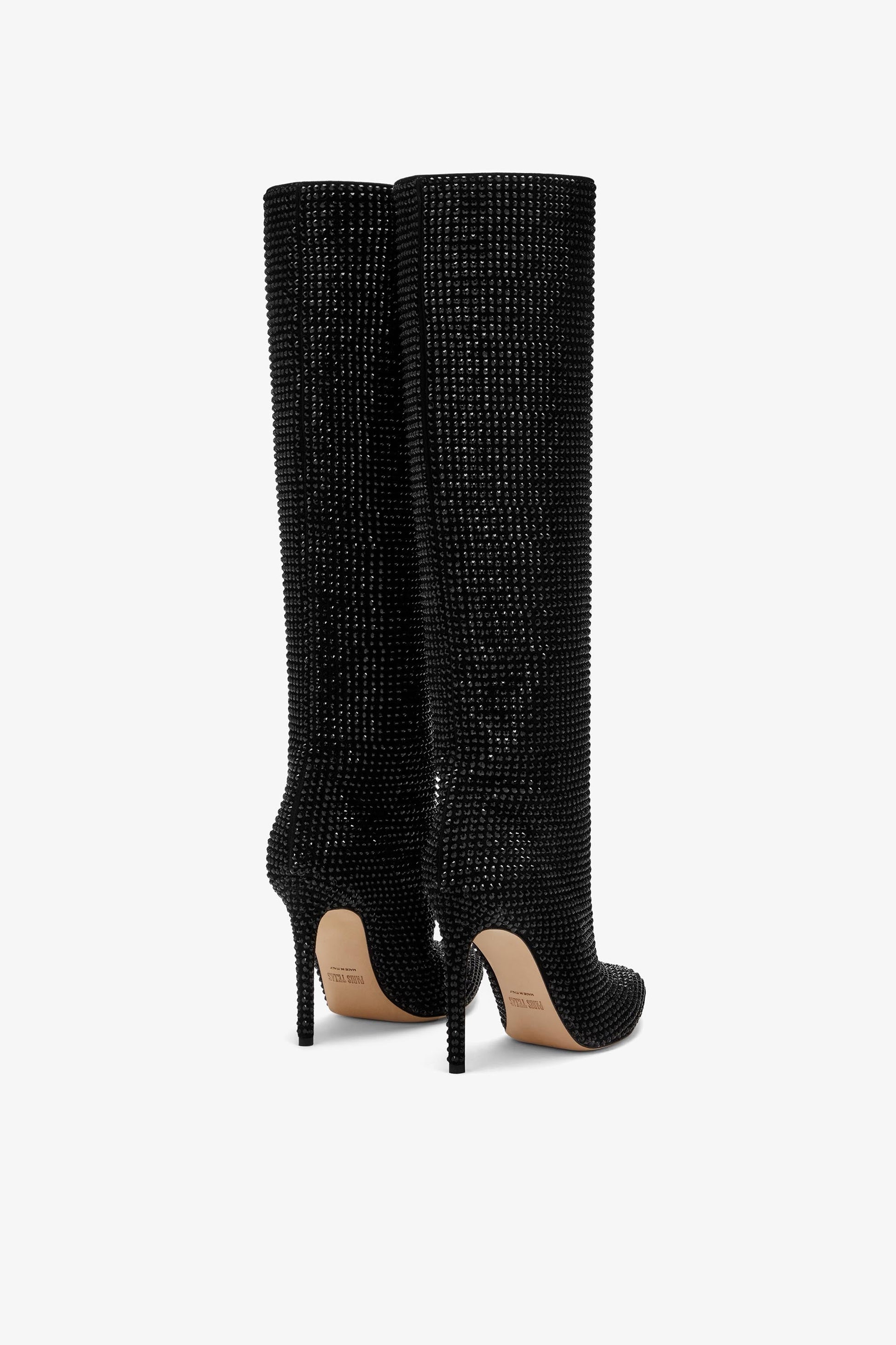 Onyx crystal-embellished suede boots