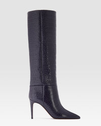 STIVALE CON STAMPA COCCODRILLO — VIOLET BLACK