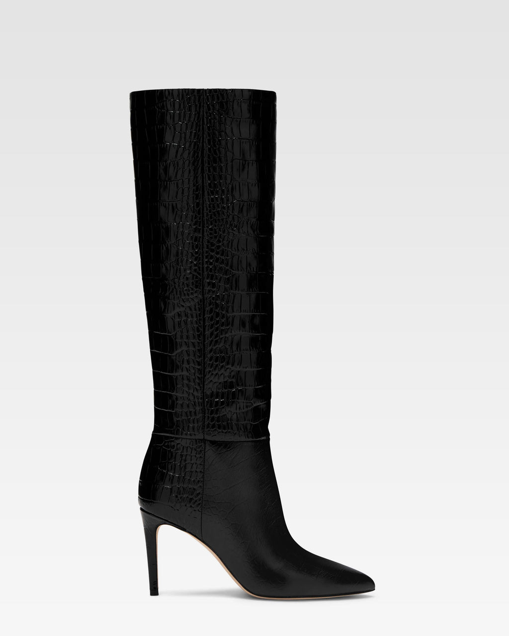 Black croc-effect leather heel 85 boots