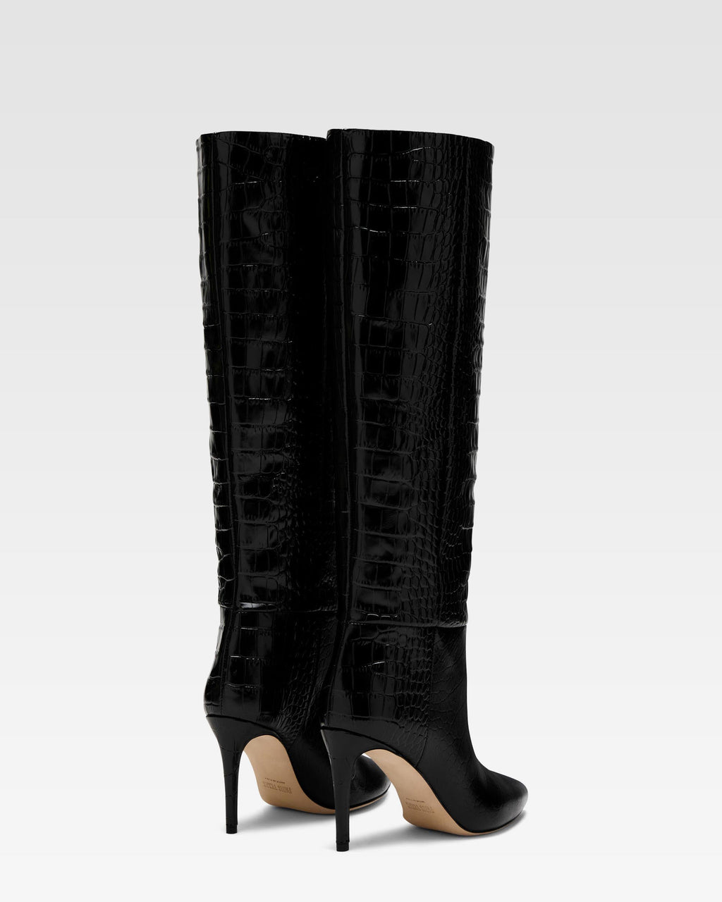 Black croc-effect leather heel 85 boots
