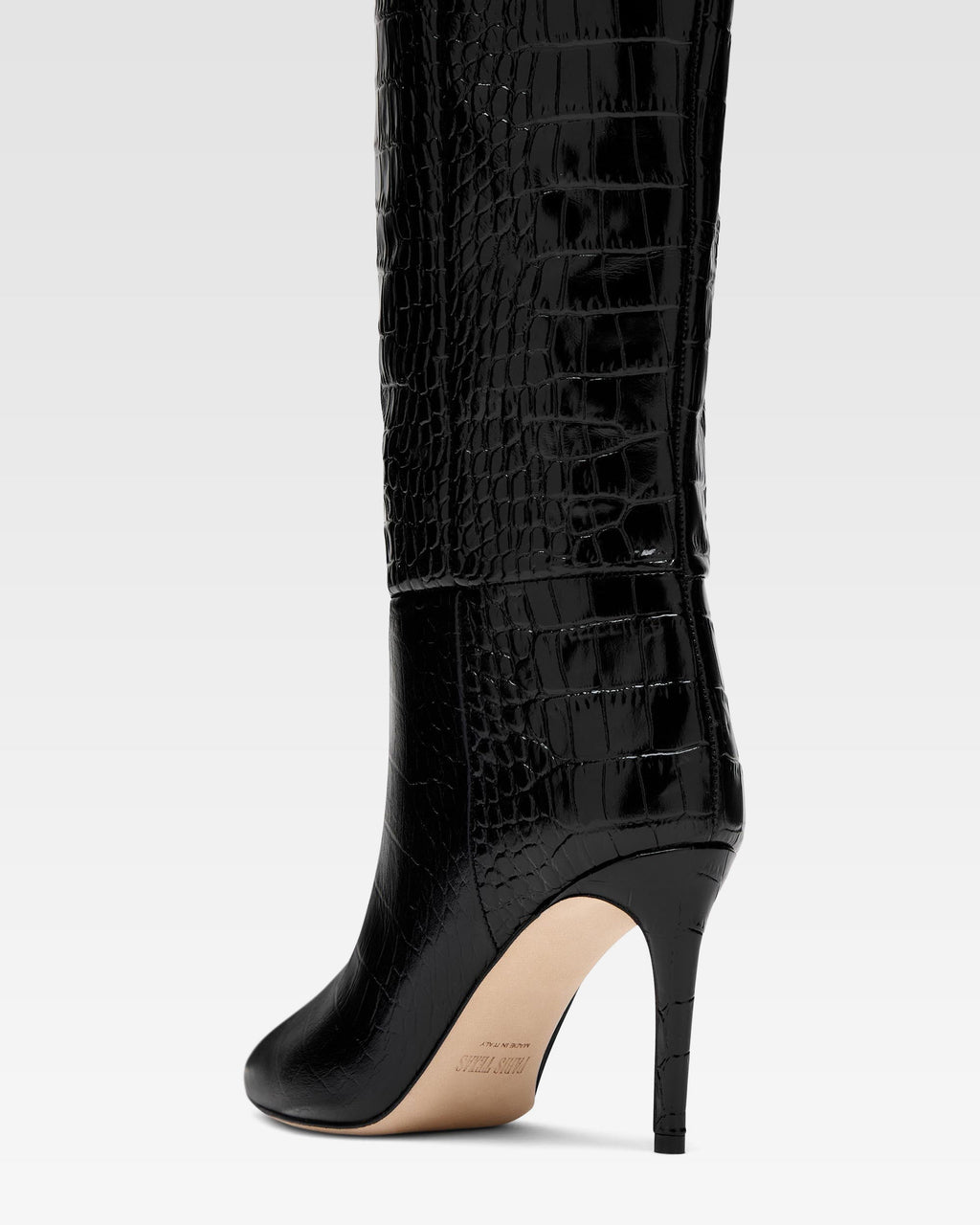 Black croc-effect leather heel 85 boots