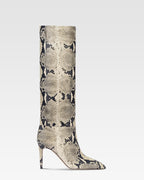 STIVALI IN PELLE CON STAMPA PITONE NATURALE