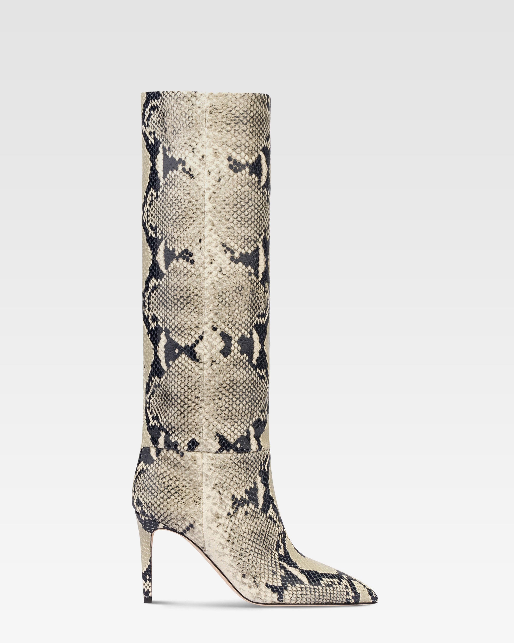 STIVALI IN PELLE CON STAMPA PITONE NATURALE