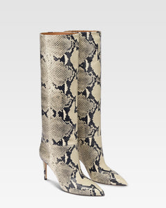 STIVALI IN PELLE CON STAMPA PITONE NATURALE